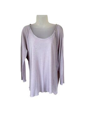 James Perse Lilac Long Sleeve Lightweight Raw Edge T-Shirt